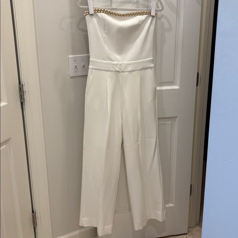 NWT MSRP $395 Generation Love Elore Crepe white jumpsuit with pockets size 2